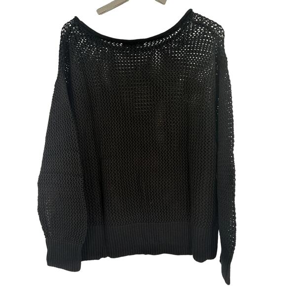 SANCTUARY Sweater Size 1X NEW Cotton Open Knit Black Sweater - Picture 5 of 6